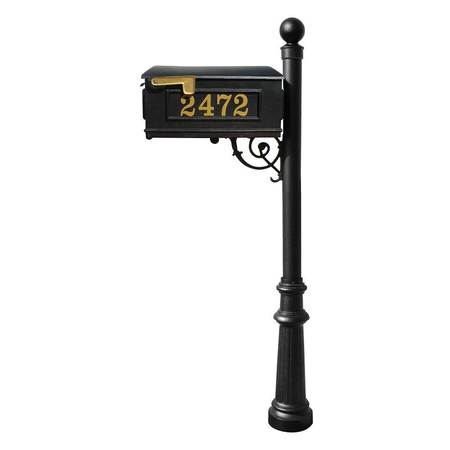 QUALARC Mailbox w/decorative fluted base, ball finial LMCV-804-BL